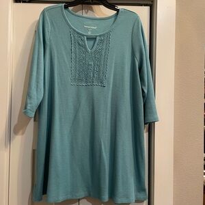 Woman Within Teal Textured Tunic